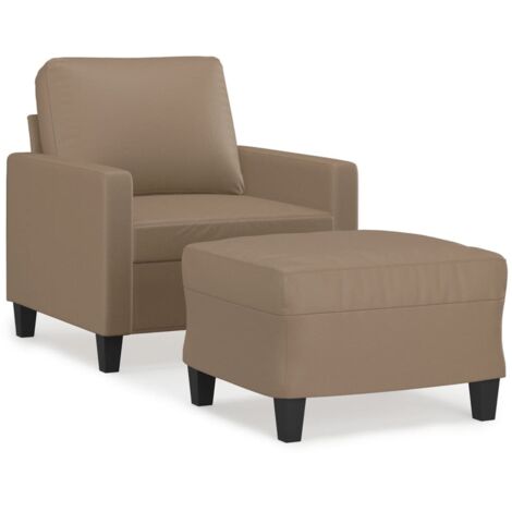 Fauteuil de Salon，Chaise，Fauteuil avec repose-pied Cappuccino 60 cm Similicuir CFW168597