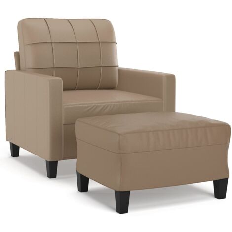 Fauteuil de Salon，Chaise，Fauteuil avec repose-pied Cappuccino 60 cm Similicuir CFW410139