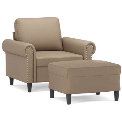 Fauteuil de Salon，Chaise，Fauteuil avec repose-pied Cappuccino 60 cm Similicuir CFW933940