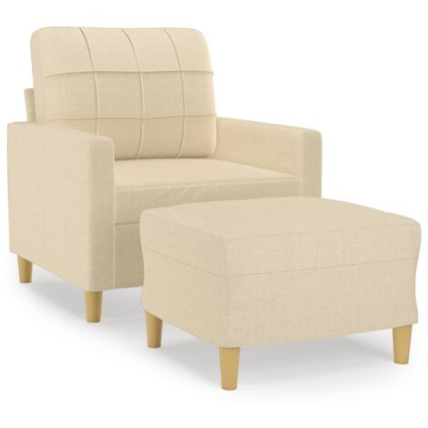 Fauteuil de Salon，Chaise，Fauteuil avec repose-pied Crème 60 cm Tissu CFW642607