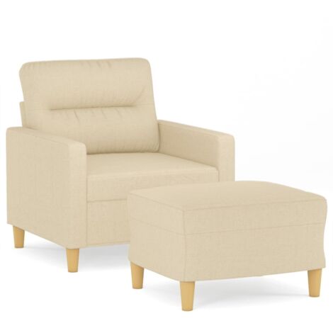 Fauteuil de Salon，Chaise，Fauteuil avec repose-pied Crème 60 cm Tissu CFW649076