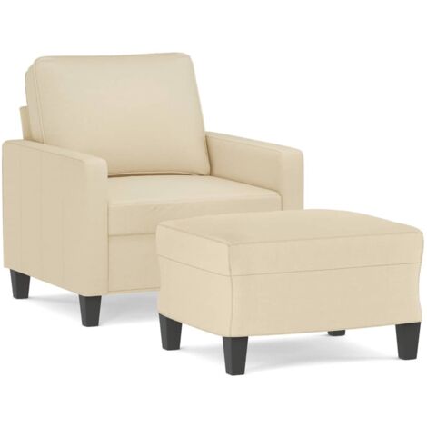 Fauteuil de Salon，Chaise，Fauteuil avec repose-pied Crème 60 cm Tissu CFW800051