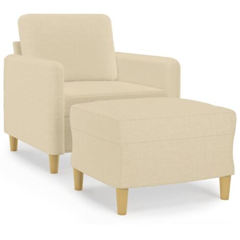 Fauteuil de Salon，Chaise，Fauteuil avec repose-pied Crème 60 cm Tissu CFW984919
