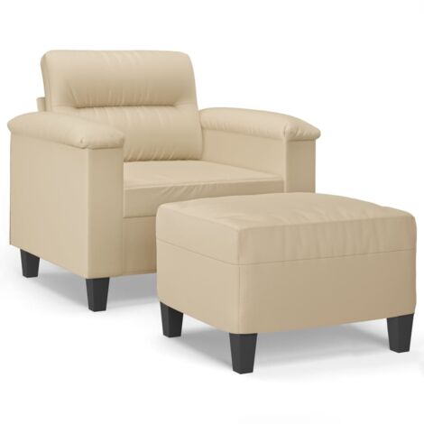 Fauteuil de Salon，Chaise，Fauteuil avec repose-pied Crème 60 cm Tissu microfibre CFW524574