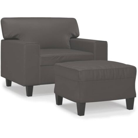 Fauteuil de Salon，Chaise，Fauteuil avec repose-pied Gris 60 cm Similicuir CFW199425