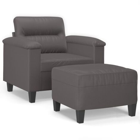 Fauteuil de Salon，Chaise，Fauteuil avec repose-pied Gris 60 cm Similicuir CFW203995