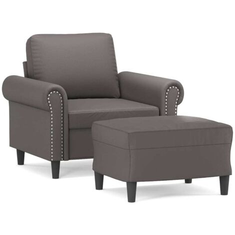 Fauteuil de Salon，Chaise，Fauteuil avec repose-pied Gris 60 cm Similicuir CFW230705