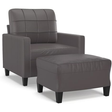 Fauteuil de Salon，Chaise，Fauteuil avec repose-pied Gris 60 cm Similicuir CFW255626