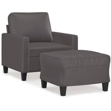 Fauteuil de Salon，Chaise，Fauteuil avec repose-pied Gris 60 cm Similicuir CFW257188
