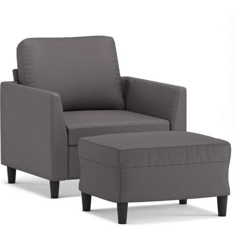 Fauteuil de Salon，Chaise，Fauteuil avec repose-pied Gris 60 cm Similicuir CFW490942