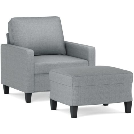 Fauteuil de Salon，Chaise，Fauteuil avec repose-pied Gris clair 60 cm Tissu CFW308498