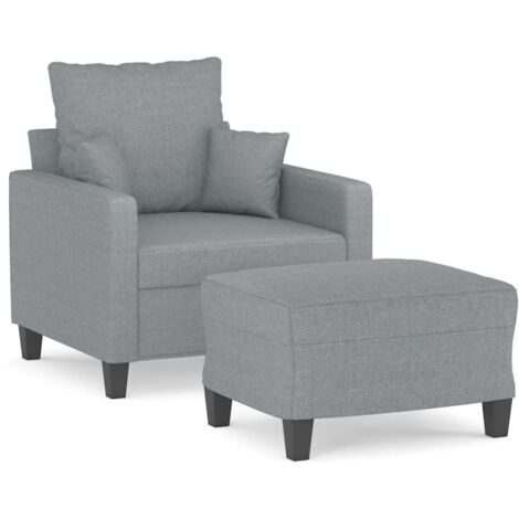 Fauteuil de Salon，Chaise，Fauteuil avec repose-pied Gris clair 60 cm Tissu CFW314975