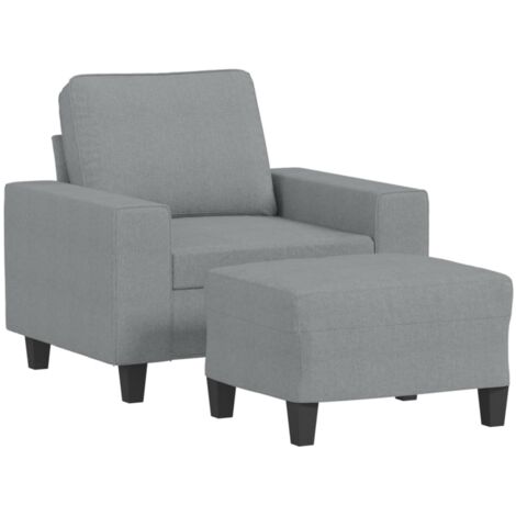 Fauteuil de Salon，Chaise，Fauteuil avec repose-pied Gris clair 60 cm Tissu CFW357251