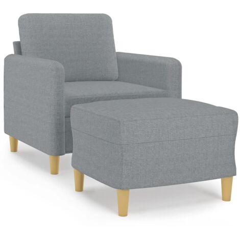 Fauteuil de Salon，Chaise，Fauteuil avec repose-pied Gris clair 60 cm Tissu CFW794966