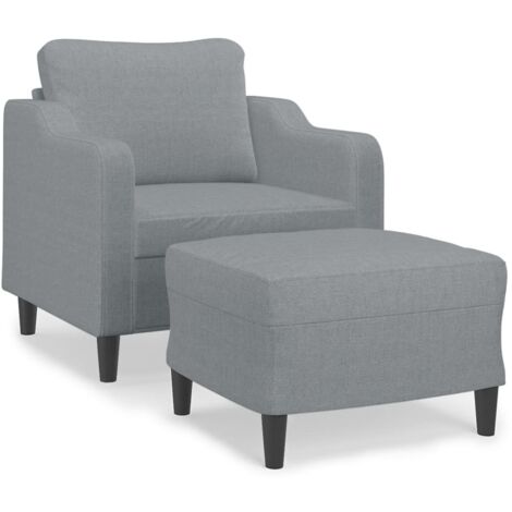Fauteuil de Salon，Chaise，Fauteuil avec repose-pied Gris clair 60 cm Tissu CFW970143