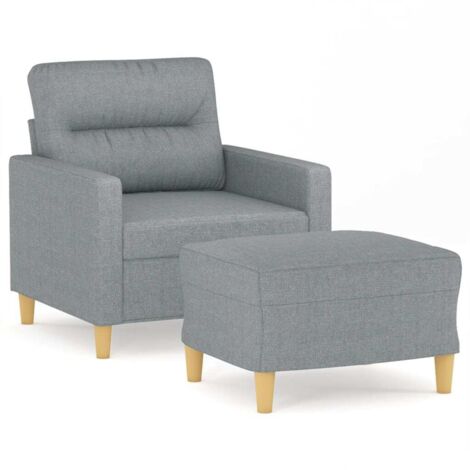 Fauteuil de Salon，Chaise，Fauteuil avec repose-pied Gris clair 60 cm Tissu CFW976340