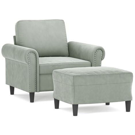 Fauteuil de Salon，Chaise，Fauteuil avec repose-pied Gris clair 60 cm Velours CFW379414