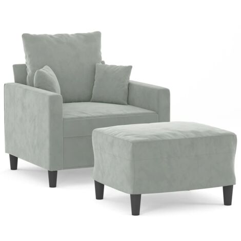 Fauteuil de Salon，Chaise，Fauteuil avec repose-pied Gris clair 60 cm Velours CFW397791