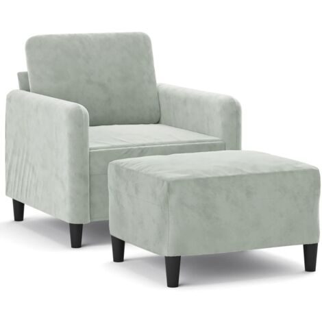Fauteuil de Salon，Chaise，Fauteuil avec repose-pied Gris clair 60 cm Velours CFW520045