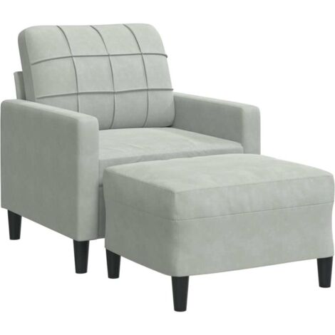 Fauteuil de Salon，Chaise，Fauteuil avec repose-pied Gris clair 60 cm Velours CFW612720