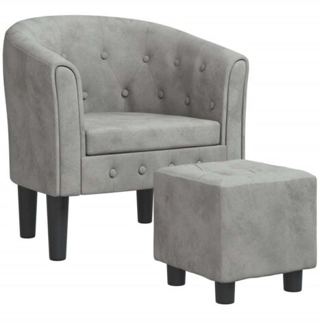 Fauteuil de Salon，Chaise，Fauteuil avec repose-pied gris clair velours CFW588748