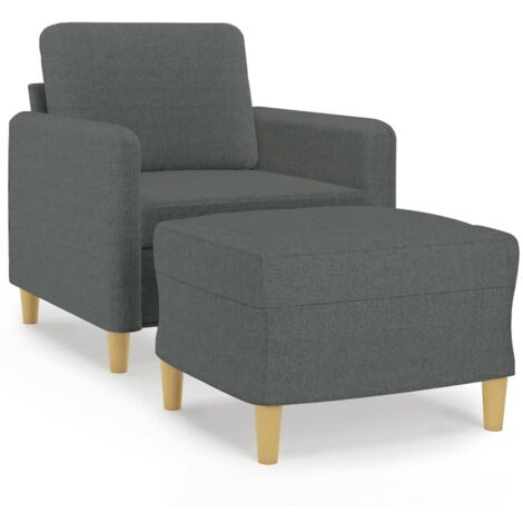 Fauteuil de Salon，Chaise，Fauteuil avec repose-pied Gris foncé 60 cm Tissu CFW388687