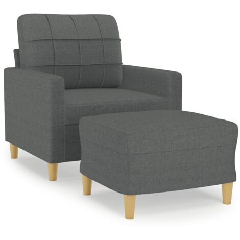 Fauteuil de Salon，Chaise，Fauteuil avec repose-pied Gris foncé 60 cm Tissu CFW639582