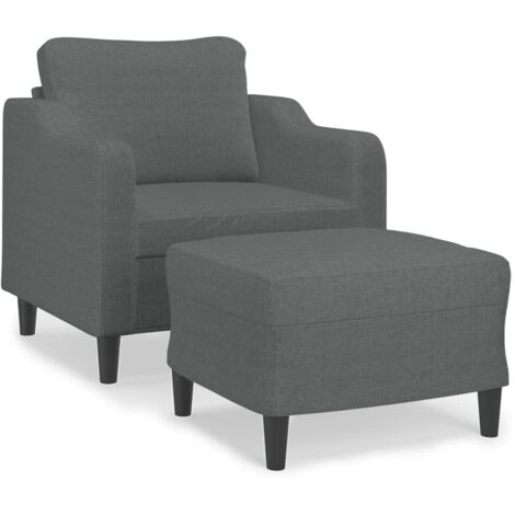 Fauteuil de Salon，Chaise，Fauteuil avec repose-pied Gris foncé 60 cm Tissu CFW659924