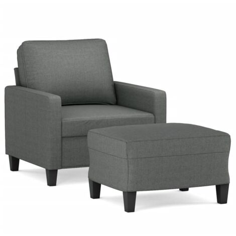 Fauteuil de Salon，Chaise，Fauteuil avec repose-pied Gris foncé 60 cm Tissu CFW757208