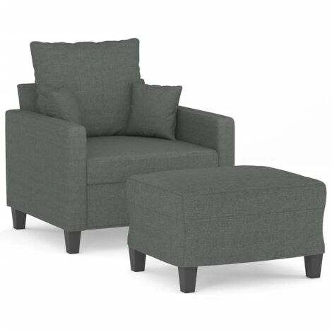Fauteuil de Salon，Chaise，Fauteuil avec repose-pied Gris foncé 60 cm Tissu CFW824701