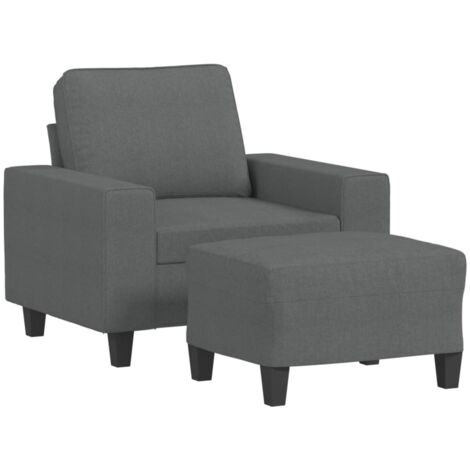 Fauteuil de Salon，Chaise，Fauteuil avec repose-pied Gris foncé 60 cm Tissu CFW855864