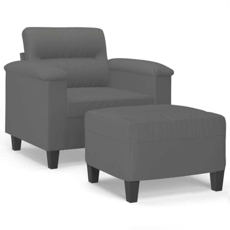 Fauteuil de Salon，Chaise，Fauteuil avec repose-pied Gris foncé 60 cm Tissu microfibre CFW916975
