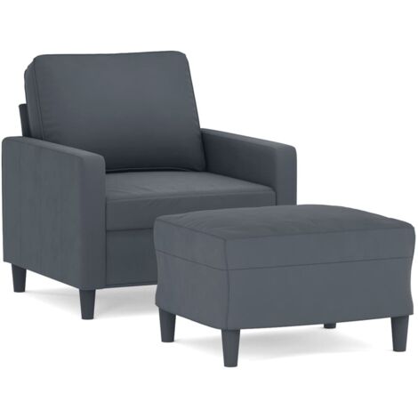 Fauteuil de Salon，Chaise，Fauteuil avec repose-pied Gris foncé 60 cm Velours CFW237077