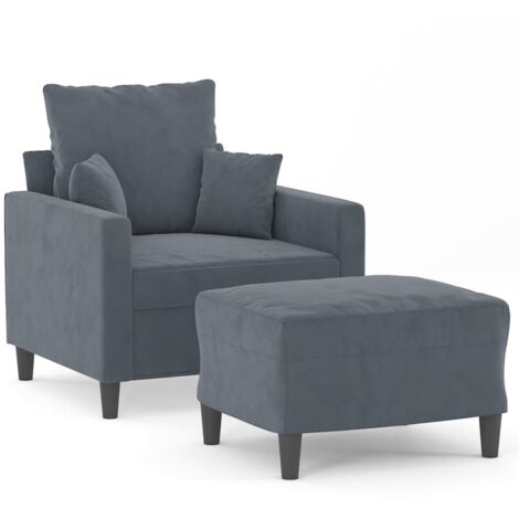 Fauteuil de Salon，Chaise，Fauteuil avec repose-pied Gris foncé 60 cm Velours CFW463077
