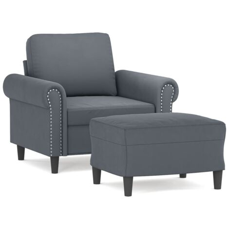 Fauteuil de Salon，Chaise，Fauteuil avec repose-pied Gris foncé 60 cm Velours CFW477523