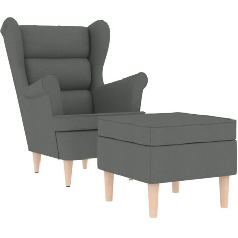 Fauteuil de Salon，Chaise，Fauteuil avec repose-pied Gris foncé Tissu CFW153174