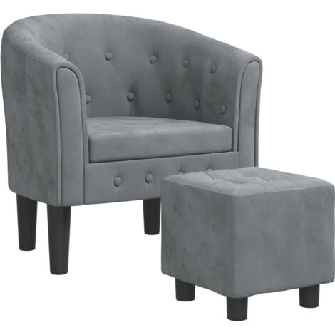 Fauteuil de Salon，Chaise，Fauteuil avec repose-pied gris foncé velours CFW182994