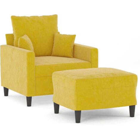 Fauteuil de Salon，Chaise，Fauteuil avec repose-pied jaune 60 cm velours CFW514580