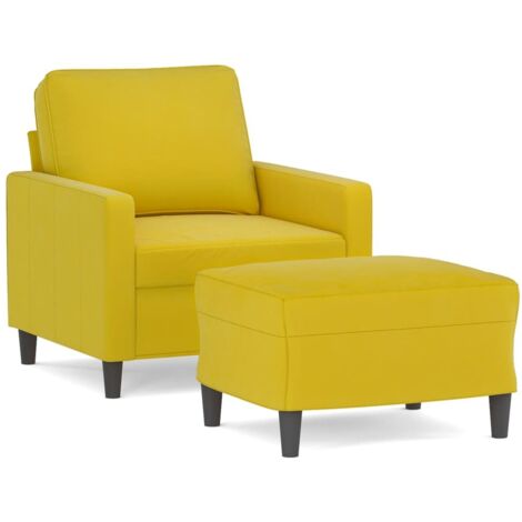 Fauteuil de Salon，Chaise，Fauteuil avec repose-pied jaune 60 cm velours CFW965248