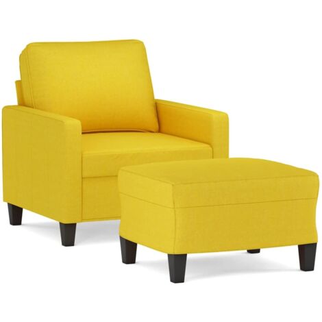 Fauteuil de Salon，Chaise，Fauteuil avec repose-pied Jaune clair 60 cm Tissu CFW299657