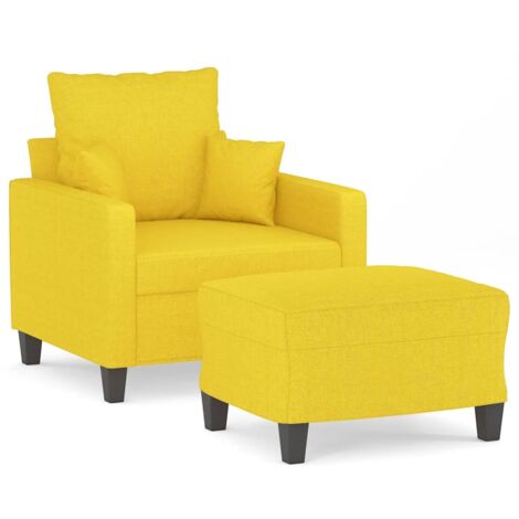 Fauteuil de Salon，Chaise，Fauteuil avec repose-pied Jaune clair 60 cm Tissu CFW803981