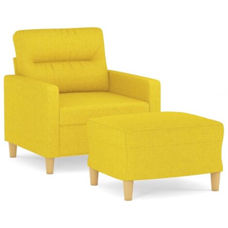 Fauteuil de Salon，Chaise，Fauteuil avec repose-pied Jaune clair 60 cm Tissu CFW915862