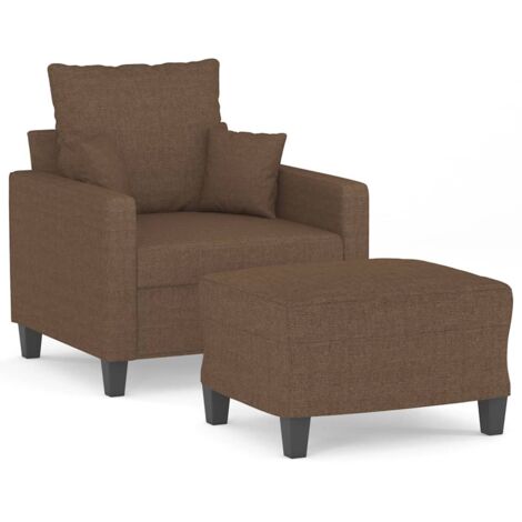 Fauteuil de Salon，Chaise，Fauteuil avec repose-pied Marron 60 cm Tissu CFW355445