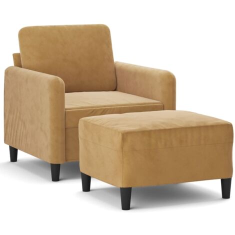 Fauteuil de Salon，Chaise，Fauteuil avec repose-pied Marron 60 cm Velours CFW486669
