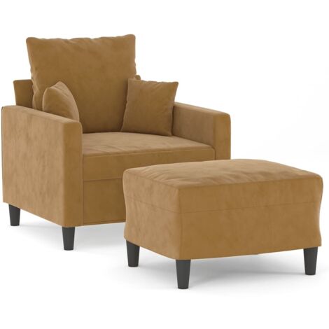 Fauteuil de Salon，Chaise，Fauteuil avec repose-pied Marron 60 cm Velours CFW609966