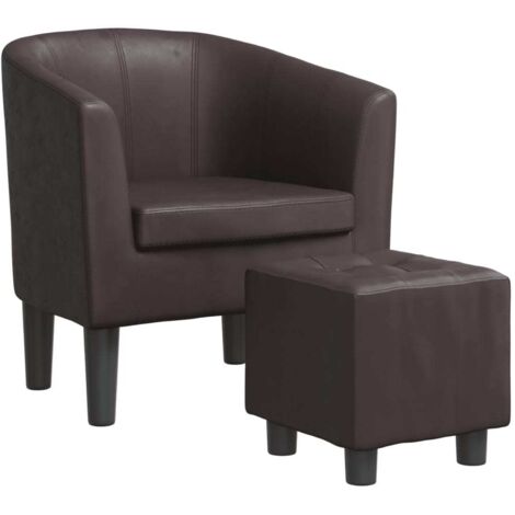 Fauteuil de Salon，Chaise，Fauteuil avec repose-pied marron similicuir CFW860794