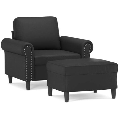 Fauteuil de Salon，Chaise，Fauteuil avec repose-pied Noir 60 cm Similicuir CFW792947