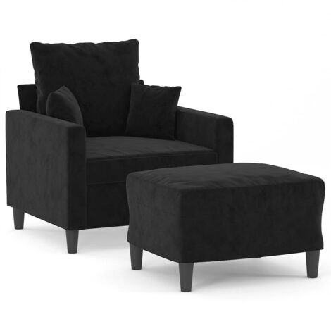Fauteuil de Salon，Chaise，Fauteuil avec repose-pied Noir 60 cm Velours CFW934037