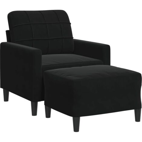 Fauteuil de Salon，Chaise，Fauteuil avec repose-pied Noir 60 cm Velours CFW973660