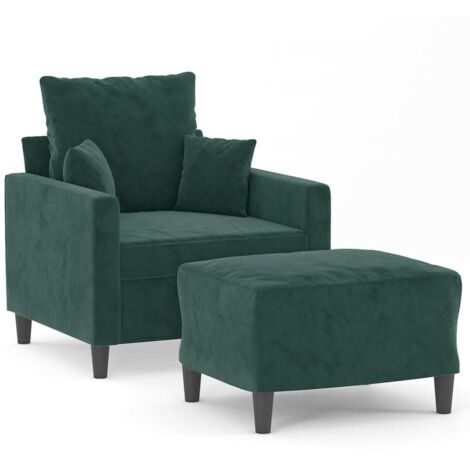 Fauteuil de Salon，Chaise，Fauteuil avec repose-pied Vert foncé 60 cm Velours CFW231151
